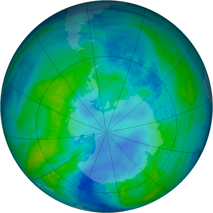 Antarctic ozone map for 24 April 2003